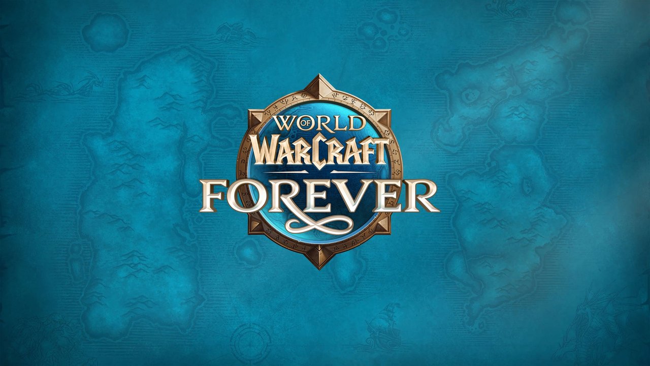 The World of Warcraft: Forever logo over a map of Azeroth