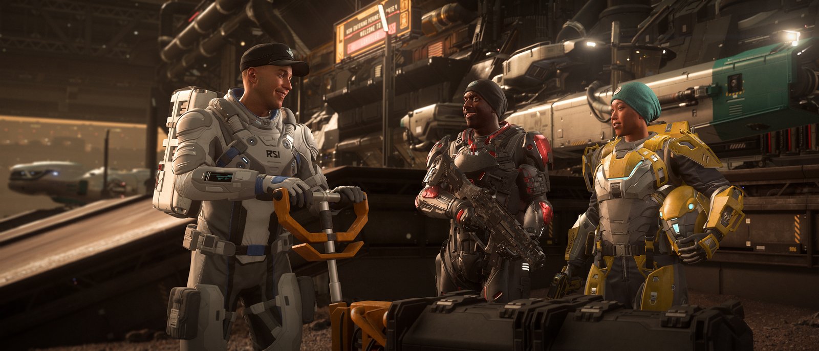 Star Citizen citizens gathered in a hangar during Foundation Festival